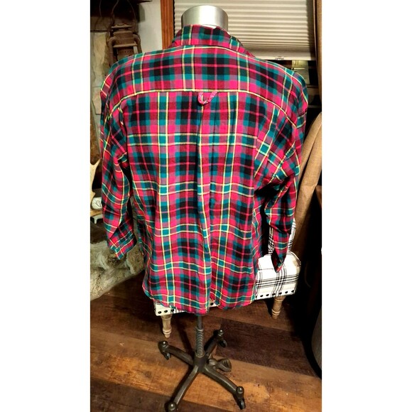 Women's Marsh Landing 100% Cotton Red Plaid Flannel Button Front Shirt Sz 12 - Picture 4 of 8